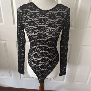 Forever 21 LOT Of Two Lace Bodysuits Small Black Maroon Whimsigoth Romantic